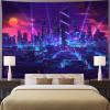 Aidatain Punk Cityscape Tapestry - Large Size 108x90In Purple Blue Neon Street Scene Game Scene Japanese Anime Fantasy Landscape Flannel Tapestry for Bedroom & Living Room view 2