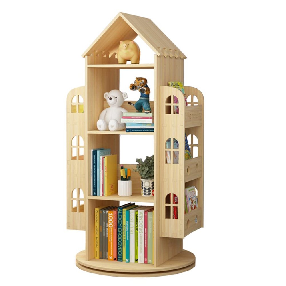 Bookcases Solid Wood Children's Bookshelf Pupils' Toy Storage Rack Children's Picture Book Rack rotatable Multi-Layer