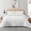 HIARUO 3-Piece Queen Quilt Set - Soft Warm Ultrasonic Reversible Coverlet Bedspread Set (90 x 90 Inch) with 2 Pillow Sham (20 x 26 Inch), White view 3
