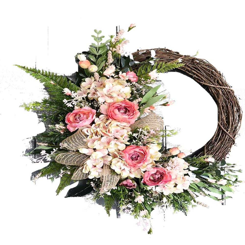 ACEVER 15-inch Christmas Wreath Floral with Natural Vine for Home Room Garden Lintel Door Decoration