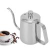 350ml Small Coffee Pot, Gooseneck Pour Over Coffee Kettle, Stainless Steel Long Narrow Spout Manual Coffee Kettle with Cover for Home Coffee Use(Silver) view 1
