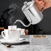 350ml Small Coffee Pot, Gooseneck Pour Over Coffee Kettle, Stainless Steel Long Narrow Spout Manual Coffee Kettle with Cover for Home Coffee Use(Silver) view 2