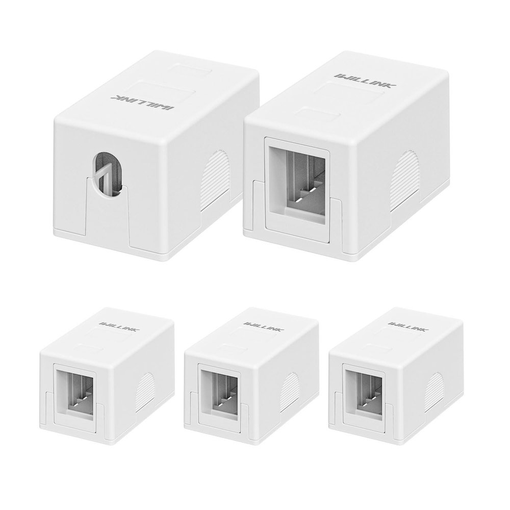 iwillink 1-Port RJ45 Keystone Surface Mount Outlet Box, White, 5-Pack