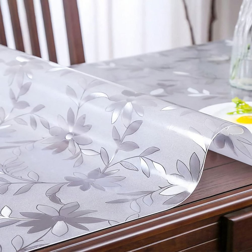 1.5mm PVC Table Covers, Ultra High Clarity, Glossy Surface, Waterproof and Non-Slip, Easy to Clean and Customize Table Cover Protector 19x43 Inch