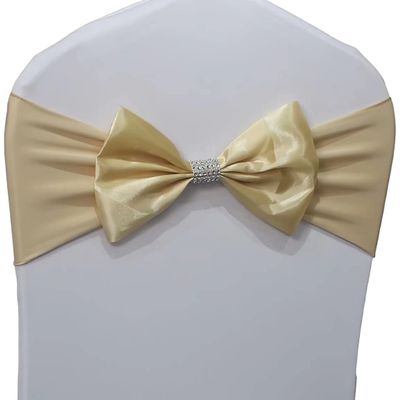 Chair Sash Bow Spandex Chair Sashes Bows Tied for Wedding Chairs Decorations Chair Sashes Cover for Anniversary Party Ceremony Special Events Decoration (Champagne, Pack of 20)