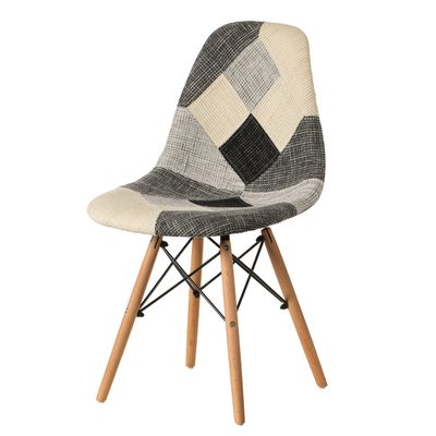 Fabulaxe Modern Black and White Patchwork Fabric Dining Chairs Set of 2, Wooden Legs, Kitchen Dining Room Chairs, Small Dinner Table Chairs, Sillas para Comedor, Farmhouse Kitchen Chairs