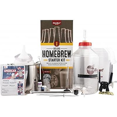 MoreBeer! Deluxe Homebrewing Starter Kit | I Heart IPA Recipe Kit | Stainless Steel Kettle | Fermonster Carboy | Makes 5 Gallons