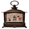 Gerson 10 Inch Lighted Water Lantern Snow Globe w/Continuous Swirling Glitter Snowman Family Scene view 1