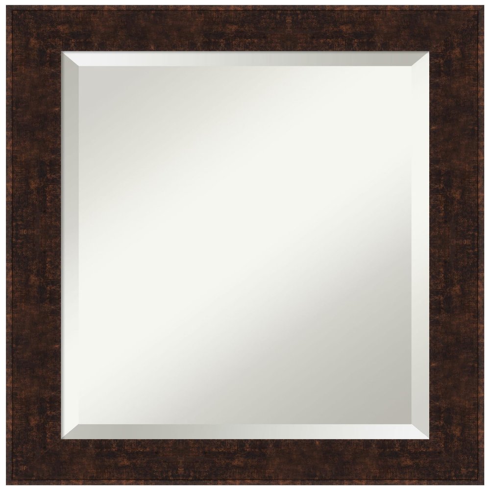 Amanti Art Bronze Wall Mirror 24x20 William Mottled Bronze Narrow Rectangle Bathroom Mirror for Wall Decor Living Room, Small Casual Frame, Hangs Horizonally and Vertically, Bathroom Decor, Beveled