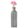 8 inch Tall Grey Striped Square Table Centerpiece Flower Vase Display Modern Home Decor Accent Stylish Elegant Ornamental Accessory Floral Arrangement Holder Living Room Dining Room Kitchen Decoration view 1