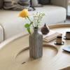 8 inch Tall Grey Striped Square Table Centerpiece Flower Vase Display Modern Home Decor Accent Stylish Elegant Ornamental Accessory Floral Arrangement Holder Living Room Dining Room Kitchen Decoration view 2
