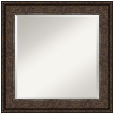 Amanti Art Bronze Wall Mirror 26x26 Ridge Bronze Square Bathroom Mirror for Wall Decor Living Room, Medium Traditional Frame, Hangs Horizonally and Vertically, Bathroom Decor, Beveled Edge