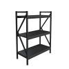 3 Shelf Bookcase - Console Table or Storage Shelf with Carbon Fiber Texture Finish and K Shaped Legs by Lavish Home (Black) view 1