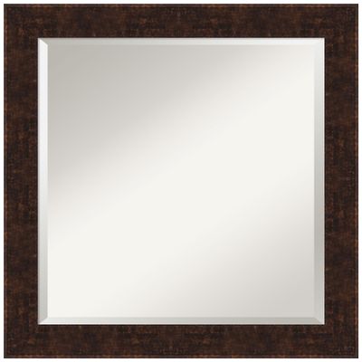 Amanti Art Bronze Wall Mirror 24x24 William Mottled Bronze Narrow Square Bathroom Mirror for Wall Decor Living Room, Medium Casual Frame, Hangs Horizonally and Vertically, Bathroom Decor, Beveled Edge