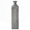 11.5 inch Tall Grey Striped Square Table Centerpiece Flower Vase Modern Home Decor Accent Stylish Elegant Ornamental Accessory Floral Arrangement Holder Living Room Dining Room Kitchen Decoration view 3