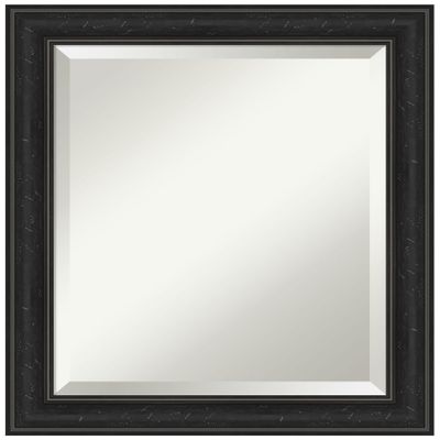 Amanti Art Black Wall Mirror 24x20 Shipwreck Black Narrow Rectangle Bathroom Mirror for Wall Decor Living Room, Small Country Rustic Frame, Hangs Horizonally and Vertically, Bathroom Decor, Beveled