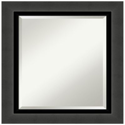 Amanti Art Black Wall Mirror 25x21 Tuxedo Black Rectangle Bathroom Mirror for Wall Decor Living Room, Small Casual Frame, Hangs Horizonally and Vertically, Bathroom Decor, Beveled Edge