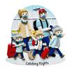 3D Airport Masked Family of 5 Christmas Ornament 2025 Personalized Family Christmas Ornaments 2025 | Airplane Personalized Tree Ornaments Customizable Gifts Holiday Vacation Travel of Five Ornament view 2