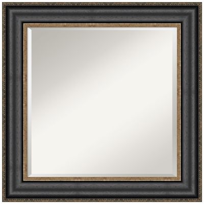 Amanti Art Black Wall Mirror 26x26 Thomas Black Bronze Square Bathroom Mirror for Wall Decor Living Room, Medium Traditional Frame, Hangs Horizonally and Vertically, Bathroom Decor, Beveled Edge