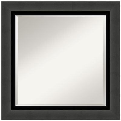Amanti Art Black Wall Mirror 25x25 Tuxedo Black Square Bathroom Mirror for Wall Decor Living Room, Medium Casual Frame, Hangs Horizonally and Vertically, Bathroom Decor, Beveled Edge