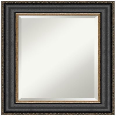 Amanti Art Black Wall Mirror 26x22 Thomas Black Bronze Rectangle Bathroom Mirror for Wall Decor Living Room, Small Traditional Frame, Hangs Horizonally and Vertically, Bathroom Decor, Beveled Edge