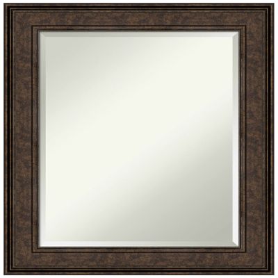 Amanti Art Bronze Wall Mirror 30x24 Ridge Bronze Rectangle Bathroom Mirror for Wall Decor Living Room, Medium Traditional Frame, Hangs Horizonally and Vertically, Bathroom Decor, Beveled Edge