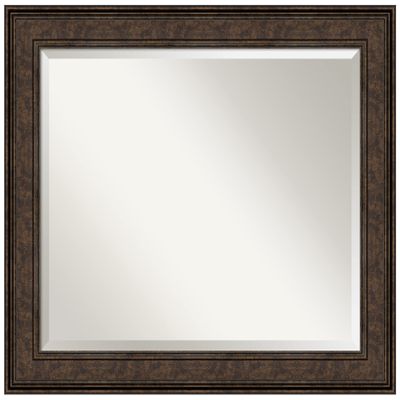Amanti Art Bronze Wall Mirror 28x34 Ridge Bronze Rectangle Bathroom Mirror for Wall Decor Living Room, Large Traditional Frame, Hangs Horizonally and Vertically, Bathroom Decor, Beveled Edge