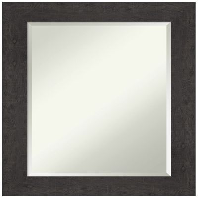 Amanti Art Brown Wall Mirror 29x23 Rustic Plank Espresso Rectangle Bathroom Mirror for Wall Decor Living Room, Medium Country Rustic Frame, Hangs Horizonally and Vertically, Bathroom Decor, Beveled