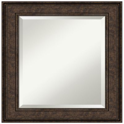 Amanti Art Bronze Wall Mirror 26x22 Ridge Bronze Rectangle Bathroom Mirror for Wall Decor Living Room, Small Traditional Frame, Hangs Horizonally and Vertically, Bathroom Decor, Beveled Edge