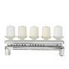 Deco 79 Wood Pillar 5 Plate Candle Holder with Mirrored Accents, 20" x 4" x 7", Silver view 1