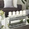 Deco 79 Wood Pillar 5 Plate Candle Holder with Mirrored Accents, 20" x 4" x 7", Silver view 2