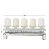 Deco 79 Wood Pillar 5 Plate Candle Holder with Mirrored Accents, 20" x 4" x 7", Silver view 3