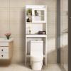 Noskatu Over The Toilet Bathroom Cabinet Free Standing Toilet Rack with Adjustable Shelf Tall Bathroom Cabinet Home Space Saver Furniture White view 1