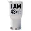 43 Plus One Middle Finger Tumbler With Lid 30oz Gift for Women, Men - Funny Turning 44 Years Old 44th Happy Birthday White Mug Tumblers Stainless Steel Cup Presents For Christmas view 1