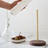 LIU- Countertop Paper Towel Holder Kitchen Vertical Roll Paper Dispenser with Non-slip Wooden Base view 3