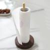 LIU- Countertop Paper Towel Holder Kitchen Vertical Roll Paper Dispenser with Non-slip Wooden Base view 4