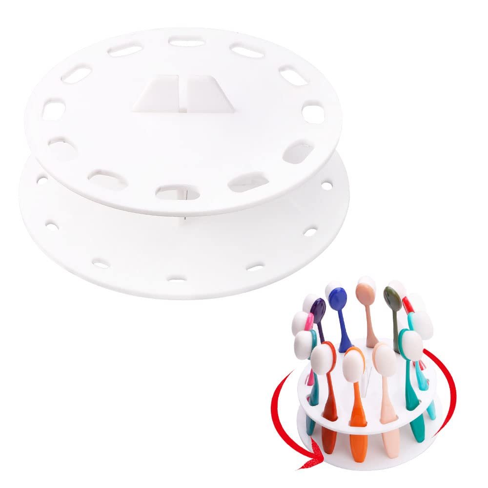 Yoseng 12-Hole Rotating Brush Holder for Ink Blending Brushes, White