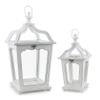 Boston International Distressed White Wood Hanging Lantern/Candle Holders, Set of 2, Valparaiso Villa view 1