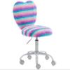 chairus Kids Desk Chair Faux Fur Small Study Chair for Teenage Girls, Adjustable Heart Shaped Kids Vanity Chair for Bedroom Reading Living Room, Cute Student Task Chair with White Foot, Rainbow view 1