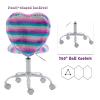 chairus Kids Desk Chair Faux Fur Small Study Chair for Teenage Girls, Adjustable Heart Shaped Kids Vanity Chair for Bedroom Reading Living Room, Cute Student Task Chair with White Foot, Rainbow view 4