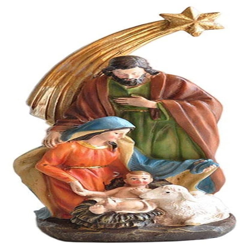 HongLianRiven Sculpture Tabletop Statue Resin Sculpture Holy Family Statue Jesus Good Shepherd Florence Statuette Home Decoration Collection Decoration Gift Souvenir