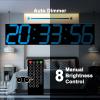 CHKOSDA Digital Wall Clock, Oversize Led Digital Clock Large Display with Auto Dimmer, Huge Countdown Timer with Remote Control, 27" Wide Display, 6 Digits, Wall Mount, Date and Temperature(Ice Blue) view 3