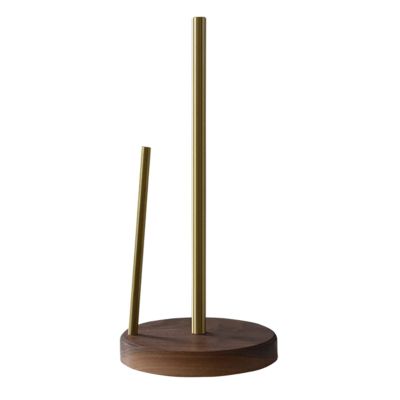 LIU- Paper Towel Holder Kitchen Countertop Standing One-handed Easy Tear Roll Paper Dispenser Rustic Farmhouse Metal Paper Towel Holder with Walnut Base