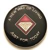23 Year NA Burgundy & Gold Diamond Style Recovery, Clean, Medallion, Chip, Coin, Token view 2
