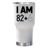 82 Plus One Middle Finger Tumbler With Lid 30oz Gift for Women, Men - Funny Turning 83 Years Old 83rd Happy Birthday White Mug Tumblers Stainless Steel Cup Presents For Christmas view 1