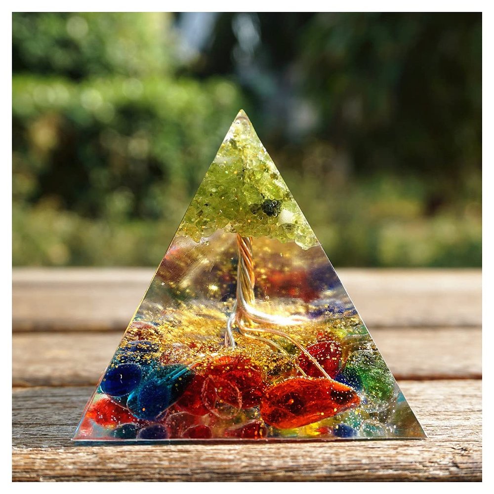 ZTBH Crystal Pyramid 60mm Orgonite Pyramid Tree of Life Energy Healing Crystals (Size : 60mm)