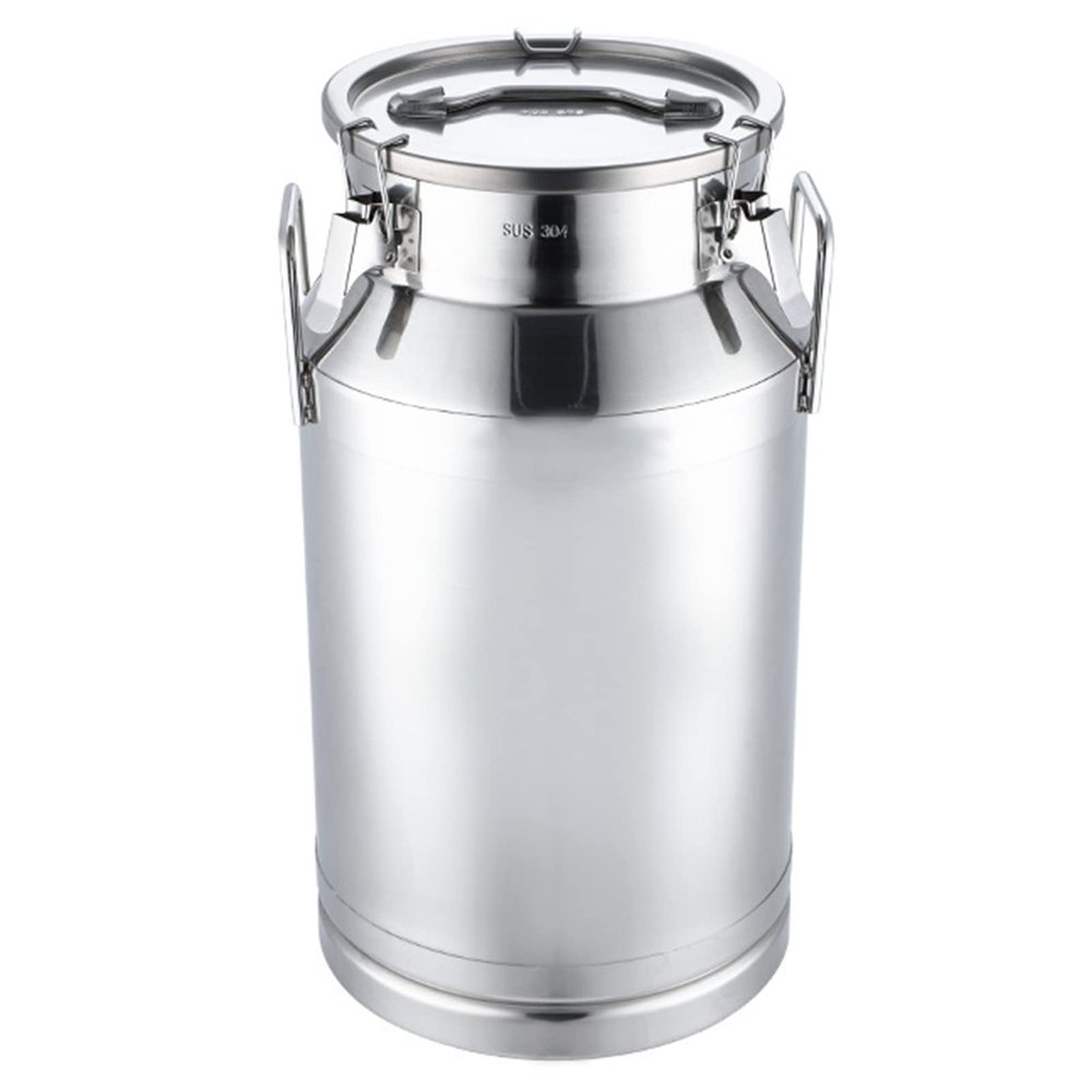 XINTAI Milk Cans, 304 Stainless Steel Milk Transport Barrels Water Jug Wine Pail Oil Milk Bucket Tea Canister with Sealed Lid And Handle for Liquid Solid Storage,50L