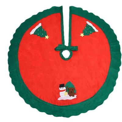 LLSDHA Christmas Tree Mat Apron Christmas Decoration 90cm Santa Snowman Tree Skirt Ruffled Tree Skirt (Color : Red)