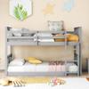 Bunk Beds for Kids Toddlers Twin Over Twin Wooden Bunk Bed Frame Built-in Ladder Guard Rails Boys Girls Dormitory Bedroom (Gray-Twin1#) view 3