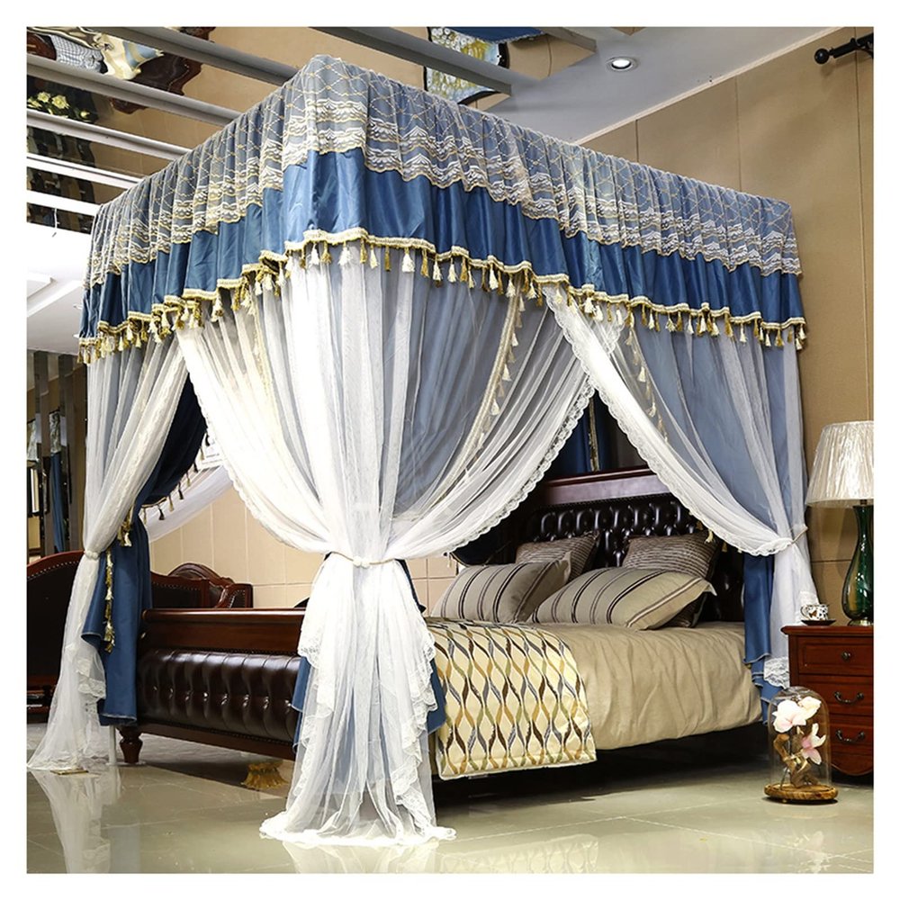 Bed Canopy European-Style Luxury Palace Bed Canopy, Double Curtain, Girl Princess Room Bed Cover with Brackets, for Family Hotel Bedroom Decoration, Easy to Install